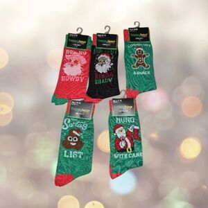 Set of 5 Mens Holiday Christmas Crew Socks – Size 6-12